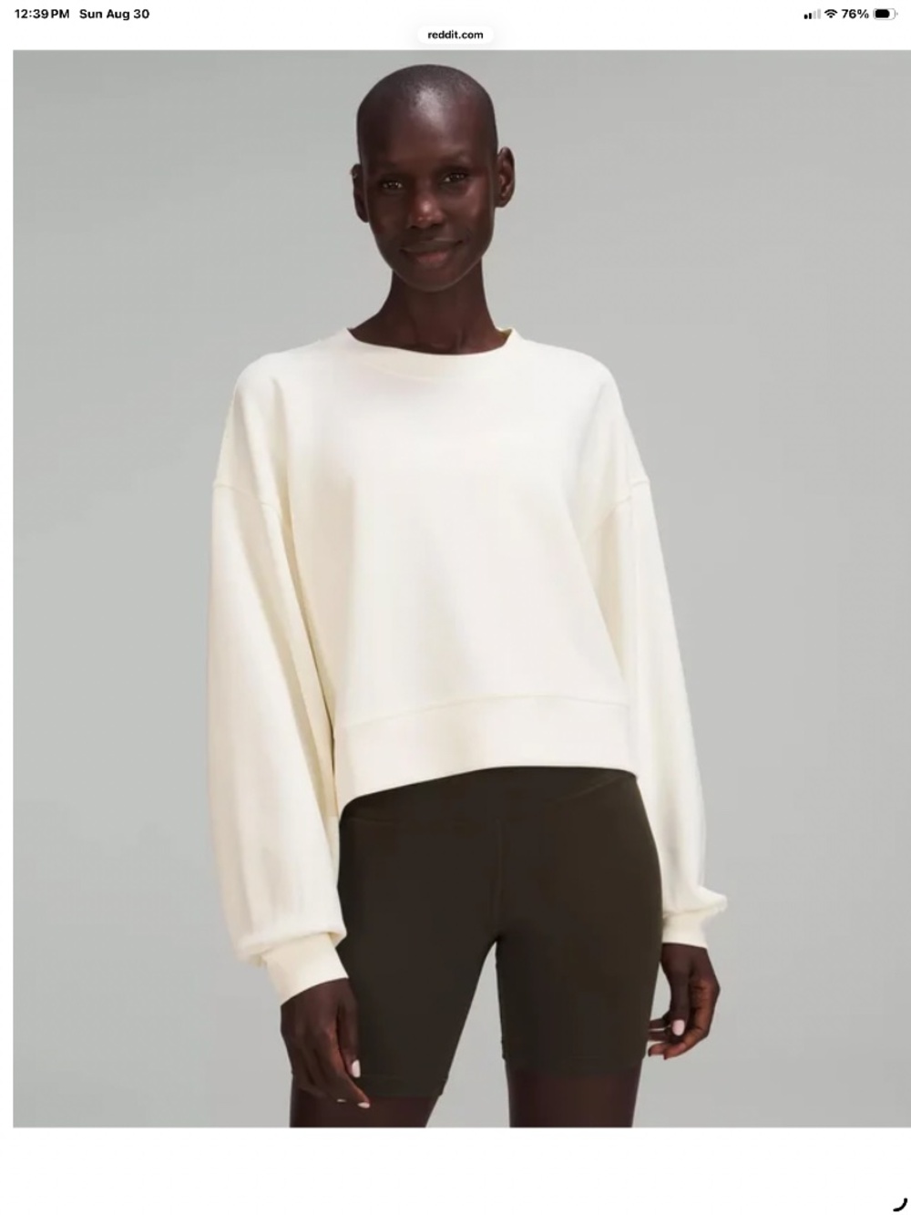 NWT Lululemon Perfectly Oversized Crop Crew Softstreme Sz 12 Pale Yellow